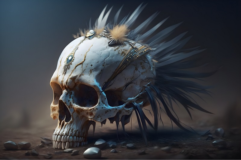 Промпт — «unusual human skull with decorations» (необычный человеческий череп с декорациями)